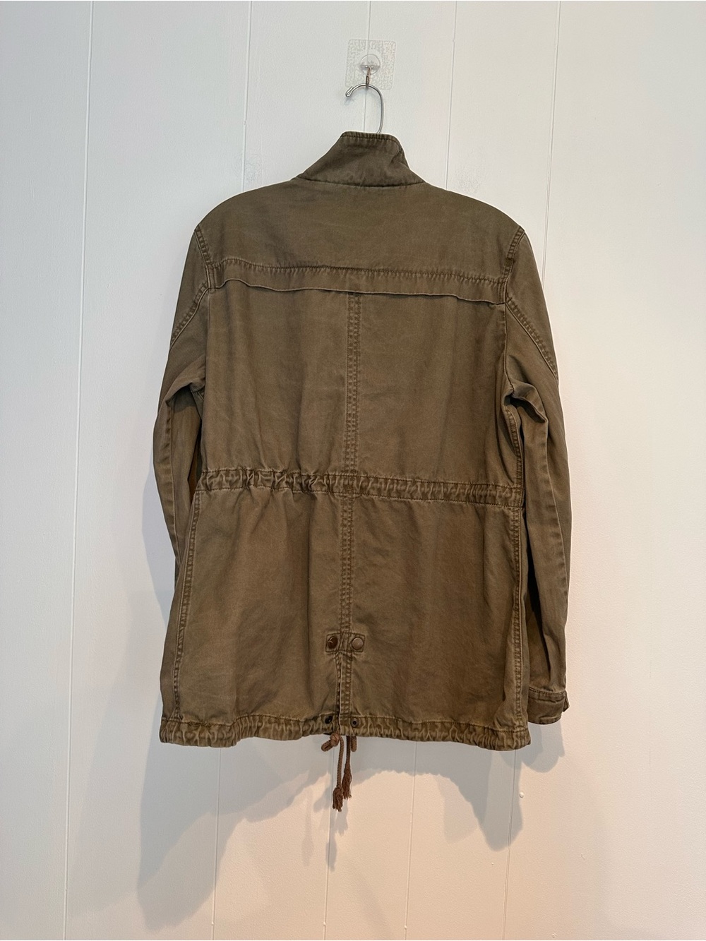 Per Se Olive Utility Anorak Jacket Cotton Drawstring Cargo Large - Picture 4 of 9